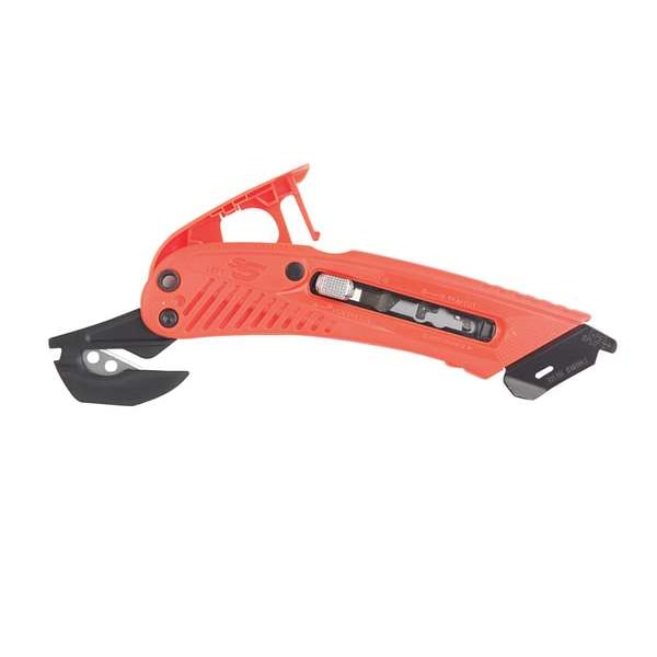 Safety Knife, 3 Fixed Blade Depths, Safety Point, Plastic, 6 in L.