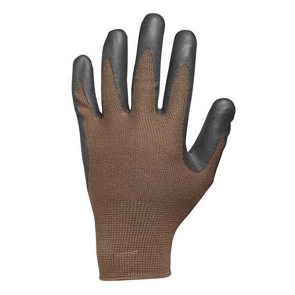 Natural Rubber Latex Coated Gloves, Palm Coverage, Black/Green, L, PR