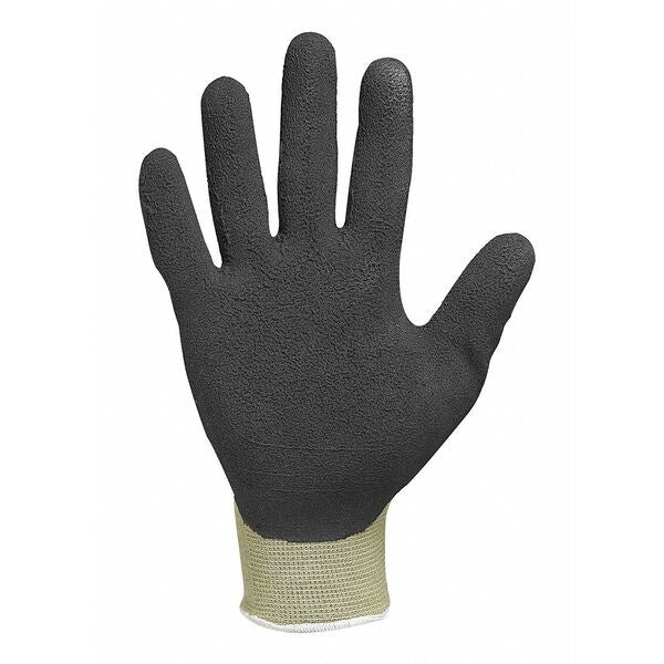 Natural Rubber Latex Coated Gloves, Palm Coverage, Black/Green, L, PR