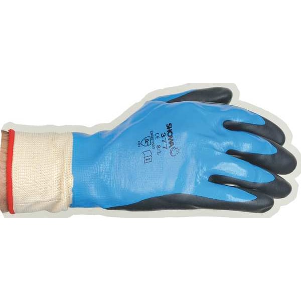 Foam Nitrile Coated Gloves, Full Coverage, Black/Blue, M, PR