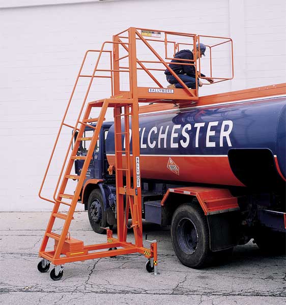 155 in H Steel Cantilever Rolling Ladder, 9 Steps