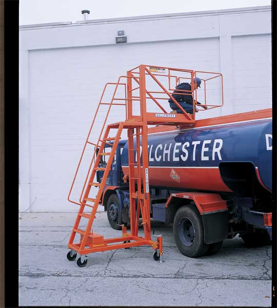 155 in H Steel Cantilever Rolling Ladder, 9 Steps