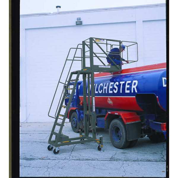 155 in H Steel Cantilever Rolling Ladder, 9 Steps