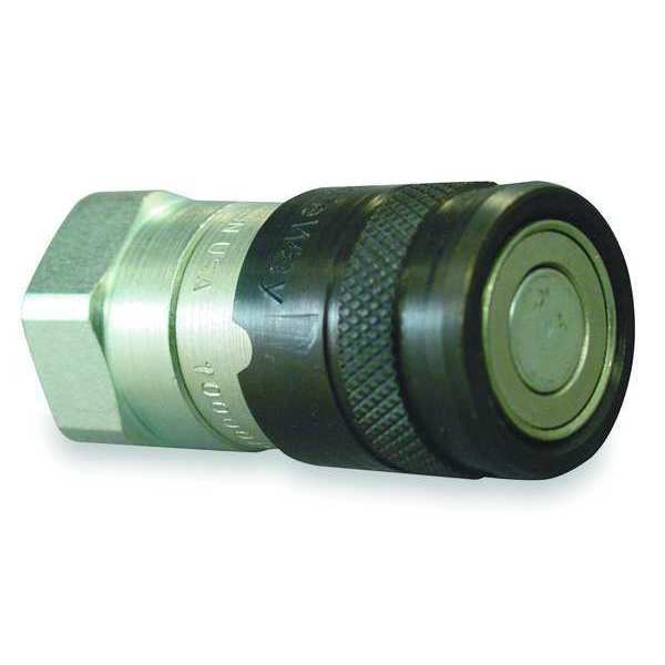 Hydraulic Quick Connect Hose Coupling, Steel Body, Push-to-Connect Lock, 3/4