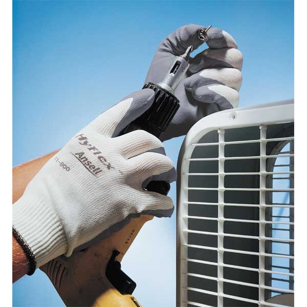 Foam Nitrile Coated Gloves, Palm Coverage, White/Gray, M, PR