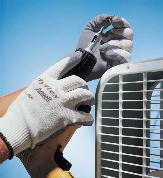 Foam Nitrile Coated Gloves, Palm Coverage, White/Gray, 9, PR