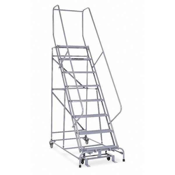 110 in H Stainless Steel Rolling Ladder, 8 Steps