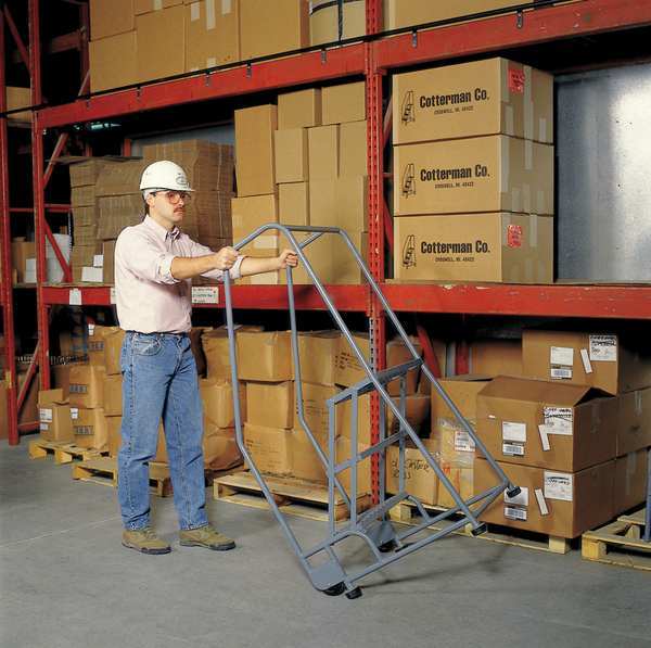 60 in H Steel Tilt and Roll Ladder, 3 Steps