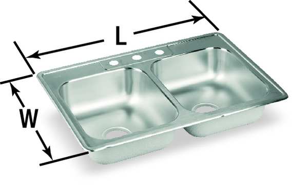 Drop-In Sink, Drop-In Mount, 3 Hole, Lustrous Highlighted Satin Finish