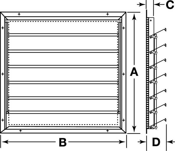 42 in Backdraft Damper / Intake Shutter, 43 in x 43 in