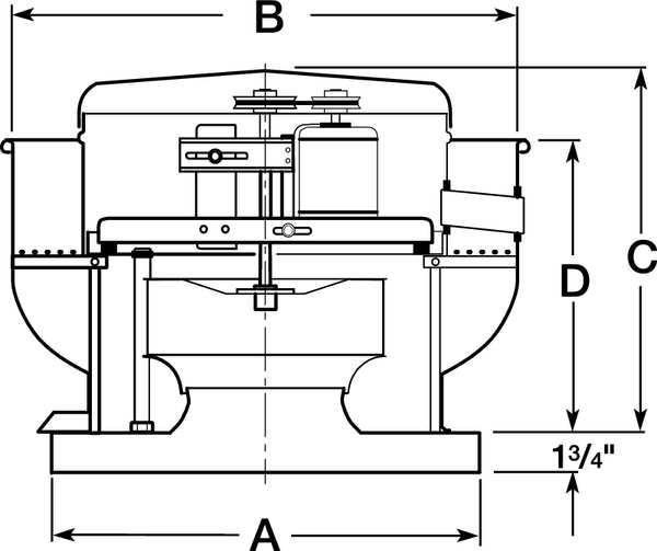 Upblast Ventilator, Wheel 12-1/2 In, 115V