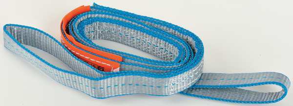 Web Sling, Flat Eye and Eye, 6 ft L, 1 in W, Tuff-Edge Polyester, Silver
