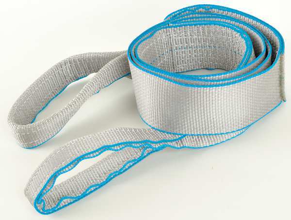 Web Sling, Flat Eye and Eye, 8 ft L, 3 in W, Tuff-Edge Polyester, Silver