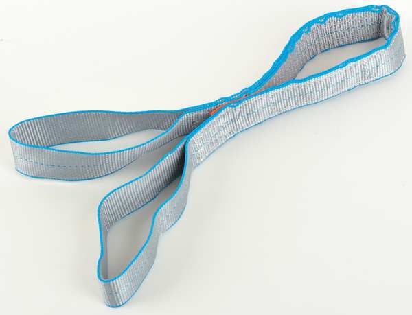 Web Sling, Flat Eye and Eye, 4 ft L, 2 in W, Tuff-Edge Polyester, Silver