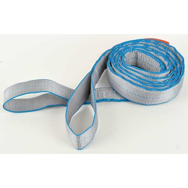 Web Sling, Flat Eye and Eye, 12 ft L, 2 in W, Tuff-Edge Polyester, Silver