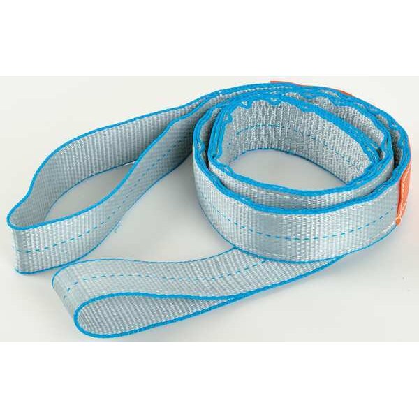 Web Sling, Flat Eye and Eye, 6 ft L, 2 in W, Tuff-Edge Polyester, Silver