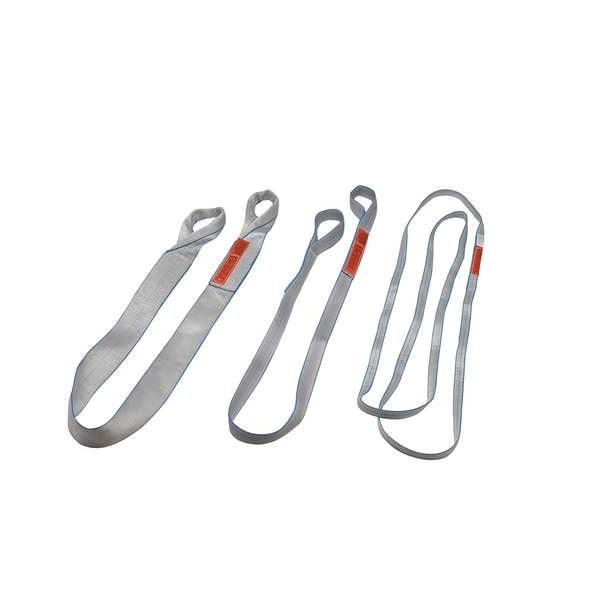 Web Sling, Flat Eye and Eye, 12 ft L, 2 in W, Tuff-Edge Polyester, Silver