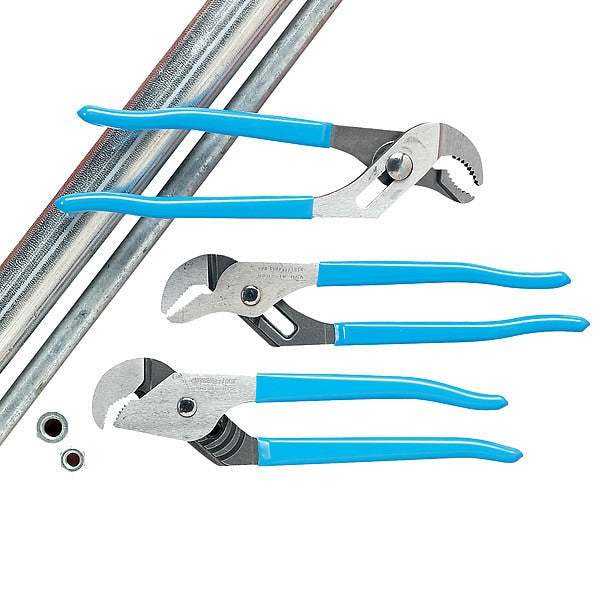 9 1/2 in Straight Jaw Tongue and Groove Plier, Serrated