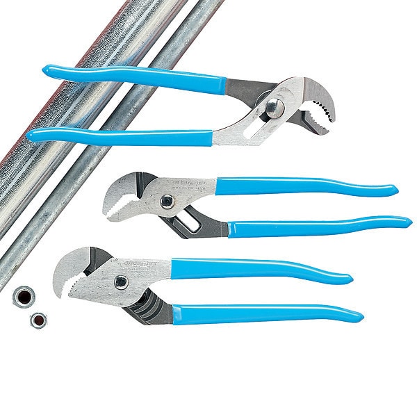 9 1/2 in Straight Jaw Tongue and Groove Plier, Serrated