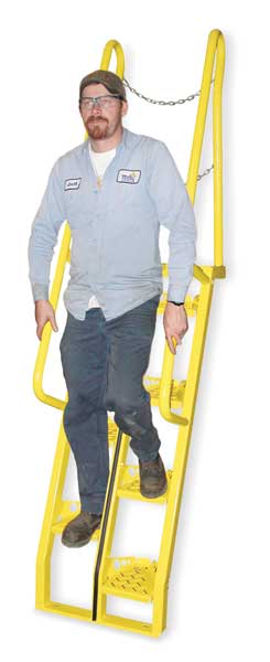 125 7/8 in Alternating Tread Stairs, Steel, 10 Steps, 350 lb Load Capacity