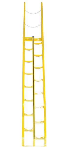162 3/8 in Alternating Tread Stairs, Steel, 16 Steps, 350 lb Load Capacity