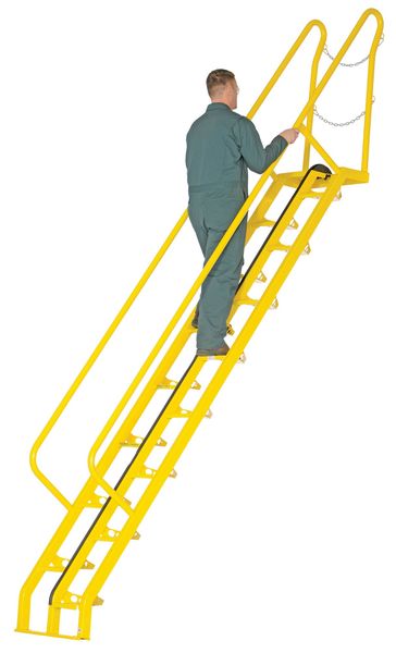 162 3/8 in Alternating Tread Stairs, Steel, 16 Steps, 350 lb Load Capacity