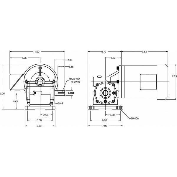 AC Gearmotor, 796.0 in-lb Max. Torque, 68 RPM Nameplate RPM, 208-230/460 V AC Voltage, 3 Phase