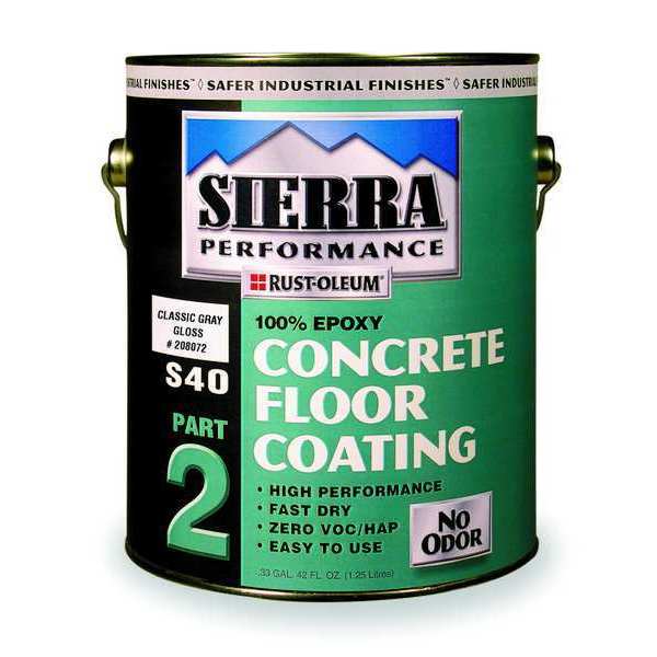 1 gal Container, Partial Fill 42 fl oz Floor Coating, High Gloss Finish, Classic Gray, Water Base