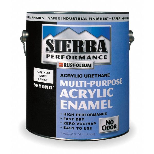 Interior/Exterior Paint, Glossy, Water Base, Safety Red, 1 gal