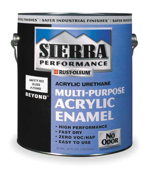 Interior/Exterior Paint, Glossy, Water Base, Safety Red, 1 gal