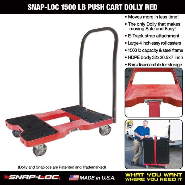 Platfrm Truck, 1500lb, 4 Swivel Castrs, Red