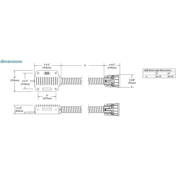 LED Dock Light, 15W, 42In, SS Arm, 277V