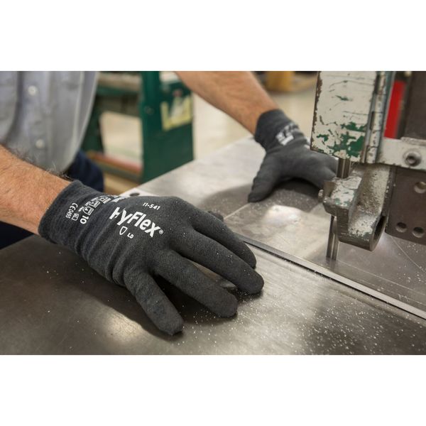 Hyflex Cut-Resistant Coated Gloves, A4 Cut Level, Palm Dipped, Nitrile, Gray, Large (Size 9), 1 Pair