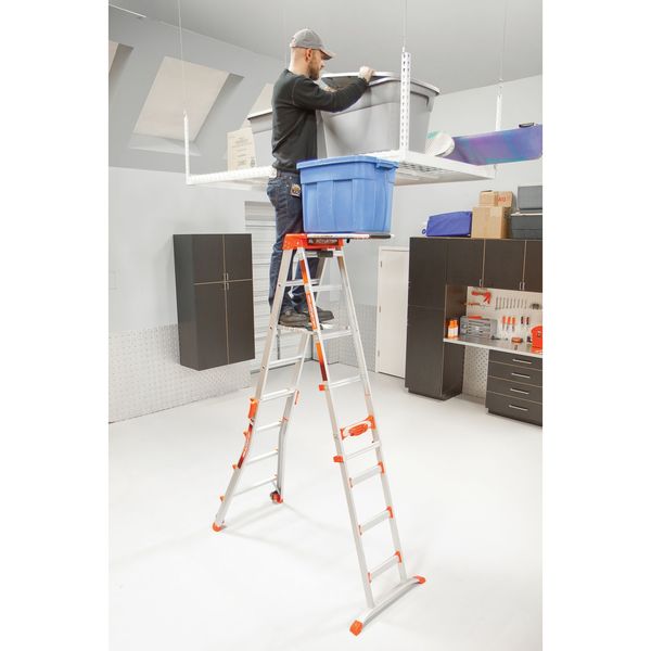 Adjustable Stepladder, Aluminum, 300 lb Load Capacity