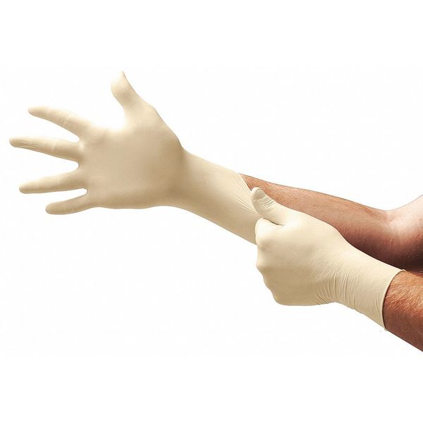 Disposable Gloves, Natural Rubber Latex, Powder Free, Natural, S, 100 PK