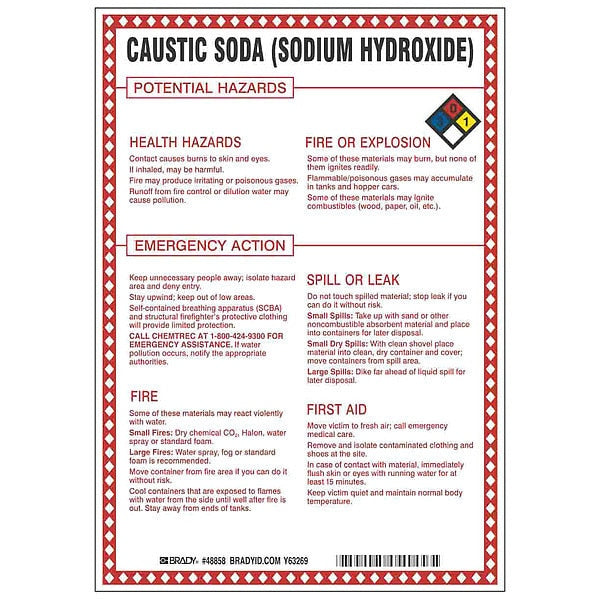 Chemical Sign, 10 in Height, 7 in Width, Rectangle