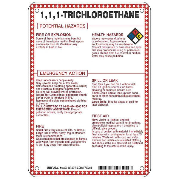 Chemical Sign, 10 in Height, 7 in Width, Rectangle