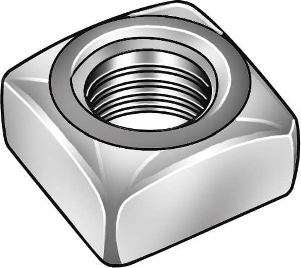 #10-24 Low Carbon Steel Plain Finish Square Nut - Regular, 100 pk.