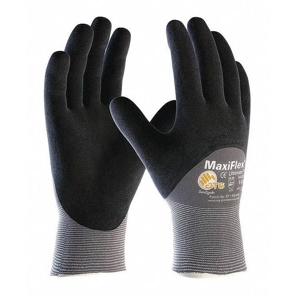 Foam Nitrile Coated Gloves, 3/4 Dip Coverage, Black/Gray, 2XS, 12PK
