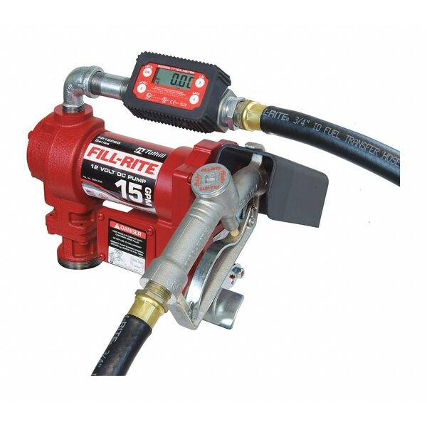 Fuel Transfer Pump, 12VDC, 15 GPM, 1/4 HP, Cast Iron, 1