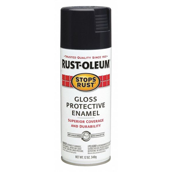 Spray Paint, Black, Gloss, 12 oz