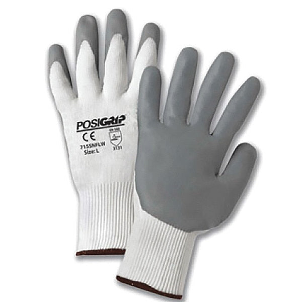 Foam Nitrile Coated Gloves, Palm Coverage, White, L, 12PK