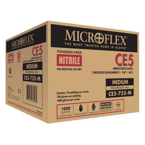 Cleanroom Gloves, Nitrile, XS, PK1000