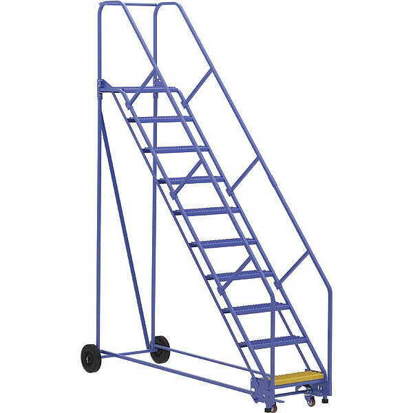 130 H Steel Warehouse Ladder, 50 deg Grip, 10 Step, 14