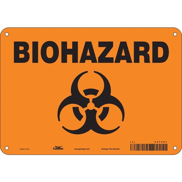 Biohazard Sign, 7 in H, 10 in W, Vertical Rectangle, English, 447V61