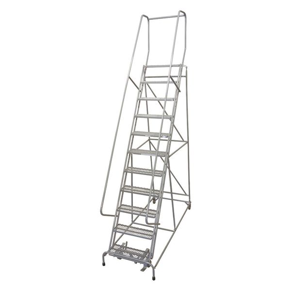 140 in H Steel Rolling Ladder, 11 Steps