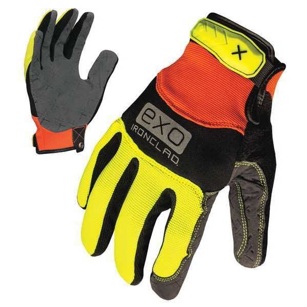 Hi-Vis Mechanics Gloves, XL, Orange/Yellow, Single Layer, Spandex, Neoprene