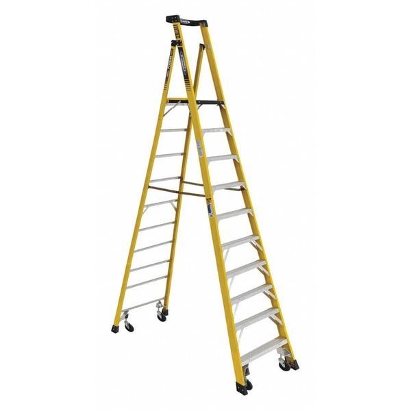 10 ft Fiberglass Podium Stepladder W/ Casters