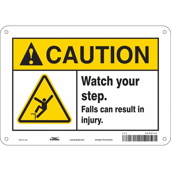 Safety Sign, 7 in Height, 10 in Width, Aluminum, Vertical Rectangle, English, 469P34