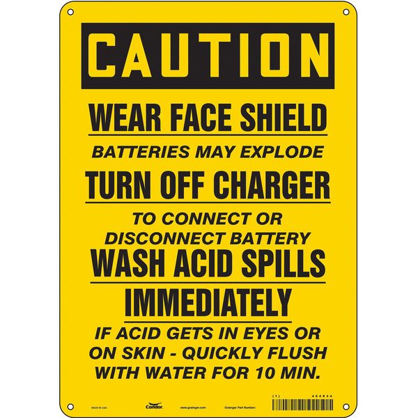 Safety Sign, 14 in Height, 10 in Width, Aluminum, Vertical Rectangle, English, 464X34